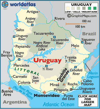 Uruguay karte Atlas